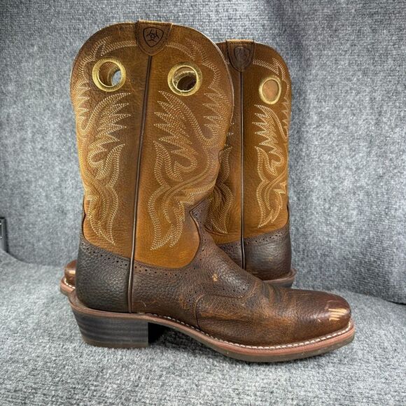 Ariat Heritage Roughstock Cowboy Boots Mens 12 EE Wide Brown Leather Western - Picture 7 of 13